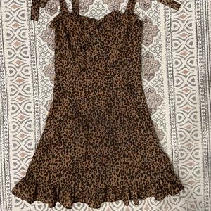Cheetah print dress with ruffle detail